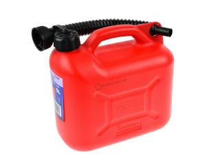 GEKO G03240 Kanister plastový - červený 5L (Bandaska na benzín, naftu a olej s lievikom 5L)