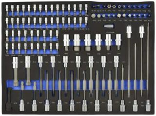 GEKO G10833B Sada bitov 102ks 1/4", 3/8", 1/2"- Penová vložka (Sada bitov - vložka do vozíka)