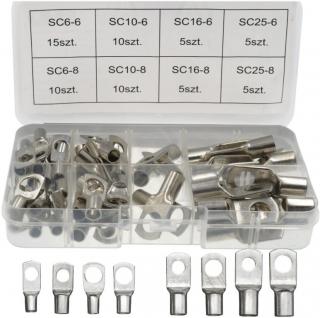 Sada neizolované káblové oká SC6-6 - SC25-8 - 65 ks  (Káblové lisovacie očká)