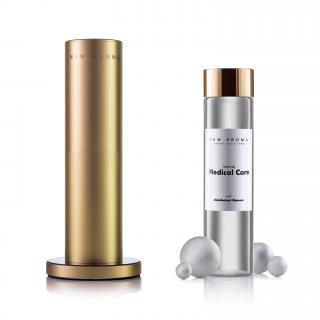 AlfaPureo difuzér Tower gold + 200 ml Medical Care – dezinfekčný aroma olej
