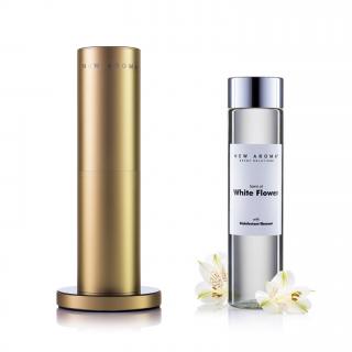 AlfaPureo difuzér Tower gold + 200 ml White Flower – dezinfekčný aroma olej