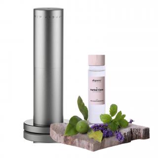AlfaPureo difuzér Tower silver + 200 ml Herbal Care s obsahom 100%-ne prírodných silíc