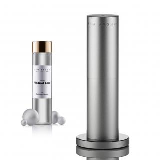 AlfaPureo difuzér Tower silver + 200 ml Medical Care – dezinfekčný aroma olej