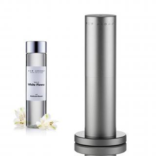 AlfaPureo difuzér Tower silver + 200 ml White Flower – dezinfekčný aroma olej