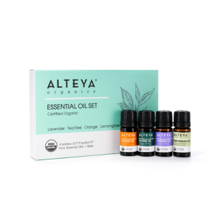 Alteya set esenciálnych olejov Bio levanduľa, čajovník, pomaranč, citrónová tráva 4x5 ml