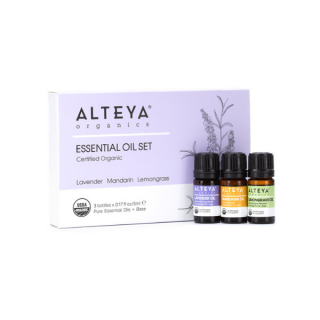 Alteya set esenciálnych olejov Bio levanduľa, mandarínka, citrónová tráva 3x5 ml