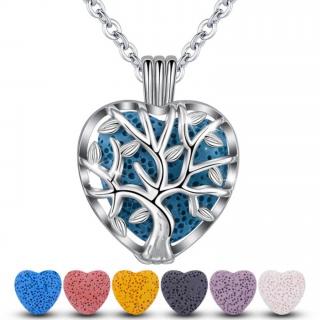 Aroma difúzny náhrdelník Srdce so stromom života lávové kamene