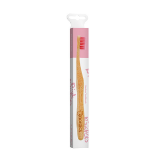 Bambusová kefka na zuby s ružovými štetinami pre dospelých NORDICS