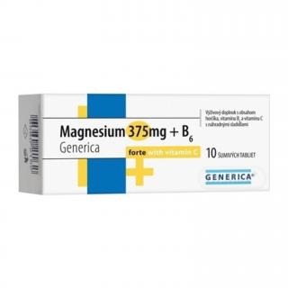 Generica Magnesium 375 mg + B6 forte s vitamínom C 10 šumivých tabliet