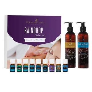 Young Living Raindrop Technique 9x5ml esenciálnych olejov a 2x236ml masážnych olejov