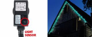 LED svietiaci reťazec, svetelný senzor, 7m, IP44, 230V KTL 108/BL (LED SVIETIACI REŤAZEC SO SVETELNÝM SENZOROM)