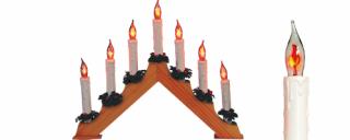 Svietnik pyramída, drevo, 7 žiaroviek tvaru plameňa sviečky, 230V KAD 07 (SVIETNIK - PYRAMÍDA)