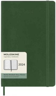 Moleskine Diár 2024 - L (A5) | Týždenný | Mäkká väzba | Zelený