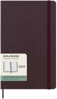 Moleskine Diár 2024 - L (A5) | Týždenný | Tvrdá väzba | Vínový