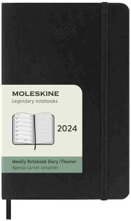 Moleskine Diár 2024 - S (A6) | Týždenný | Mäkká väzba | Čierny