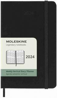 Moleskine Diár 2024 - S (A6) | Týždenný Vertikálny | Tvrdá väzba | Čierny