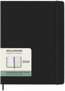 Moleskine Diár 2024 - XL (A4) | Týždenný | Tvrdá väzba | Čierny
