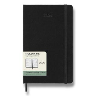 Moleskine Diár 2025 - L (A5) | Týždenný Horizontálny | Tvrdá väzba | Čierny