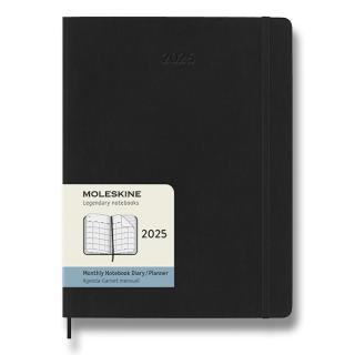 Moleskine Diár 2025 - XL (A4) | Mesačný | Mäkká väzba | Čierny