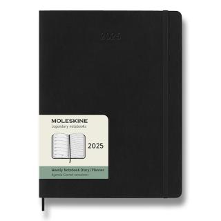 Moleskine Diár 2025 - XL (A4) | Týždenný | Mäkká väzba | Čierny