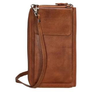 Hnedá kožená kabelka na mobil + peňaženka 2v1 „Dayana“