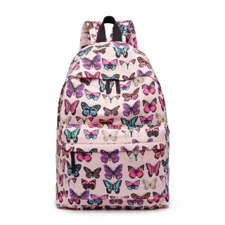 Ružový vzorovaný ruksak do školy „Butterfly“