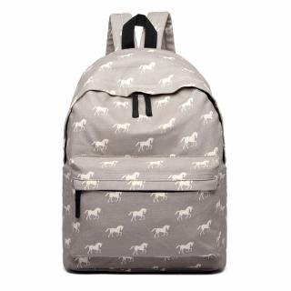 Sivý vzorovaný ruksak do školy „Horses“