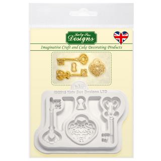 Forma Dekoratívne kľúče a zámok, CE0037 Katy Sue Mould Decorative Keys &amp; Locket