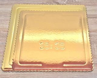 Lepenk. 3 - vrstvový podnos, zlatý 35 x 35 cm