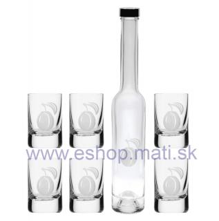 SET fľaša Platina + poháre Spirit PLUM/SLIVKA (1+6KS) (160)