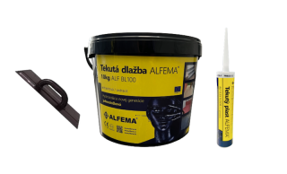 SET NA 5m2 - ALF BL100 Antracitová TEKUTÁ DLAŽBA ALFEMA ( 1x Tekutá dlažba ALF BL100 10 kg antracit, Tekutý plast ALF FLEX Floor II.generácia 290ml,  hladidlo)