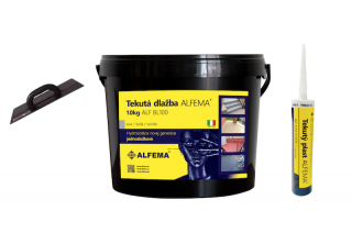 SET NA 5m2 - ALF BL100 Šedá TEKUTÁ DLAŽBA ALFEMA (1x Tekutá dlažba ALF BL100 10 kg svetlo šedá, Tekutý plast ALF FLEX Floor II.generácia 290ml,  hladidlo)