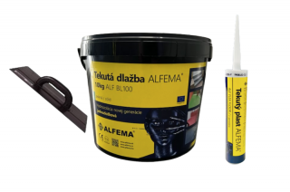 SET NA 5m2 - ALF BL100 Zelená TEKUTÁ DLAŽBA ALFEMA (1x Tekutá dlažba ALF BL100 10 kg zelená, Tekutý plast ALF FLEX Floor II.generácia 290ml, hladidlo)