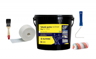 SET S - ALF TG500 Biela TEKUTÁ GUMA ALFEMA (1x TG500 biela 5 kg, 1x Geotextília malá PP100g 100mm x 25m, náradie)