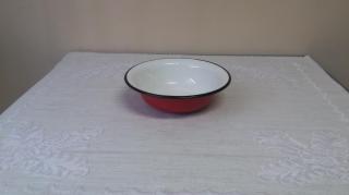 Bara-Bara Smaltovaný tanier hlboký (Tradičný smaltovaný hlboký tanier s červeným zovňajškom a bielym vnútrom)