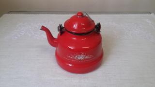 Smaltovaný čajník červený 1 lit (s pokličkou)