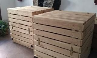 Drevený kompostér z dubového dreva variant: 1 - komorový bez strechy