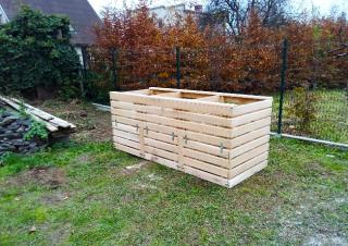 Drevený kompostér z dubového dreva variant: 3-komorový; bez strechy