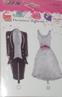 Fóliový balón svadobný oblek a šaty (Svadobný balón)