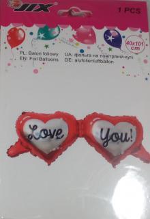 Fóliový balón v tvare sŕdc s potlačou  a nápisom Love You (Balón s potlačou)