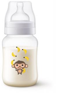 Avent dojčenská plastová fľaša 260 ml Antikolik opica