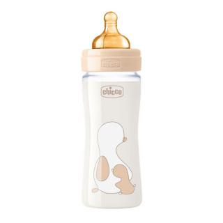 CHICCO Sklenená dojčenská fľaša Original Touch latex, 240ml - neutral