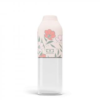 Plastová fľaša na vodu MonBento Positive M - Graphic Bloom 500 ml