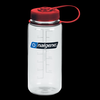 Plastová fľaša Nalgene - Wide-Mouth Sustain Clear w/Red Cap - 500 ml