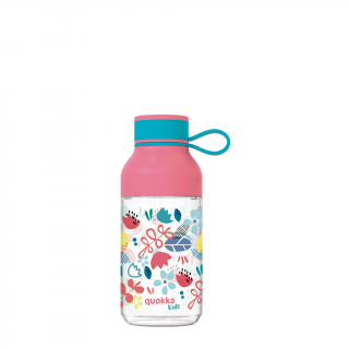 Plastová fľaša QUOKKA Kids Tritan Ice With Strap - Flowers 430 ml