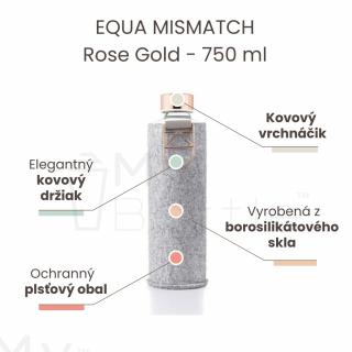 Sklenená fľaša s uzáverom EQUA MISMATCH - Rose Gold 750 ml