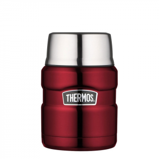 Termoska na jedlo so šálkou a skladacou lyžicou Thermos - červená 470 ml