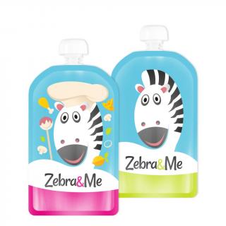 Zebra&Me plniteľné kapsičky pre deti na opakované použitie - kuchár + zebra 2ks, 150 ml