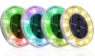LEDsolar vonkajšie svetlo na zapichnutie do zeme senzor Multicolor 4 ks, 18 LED, bezdrôtové, iPRO, 1W, teplá farba