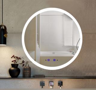 Nemlžící kúpeľňové zrkadlo guľaté s LED osvetlením 60x60 cm KZ3